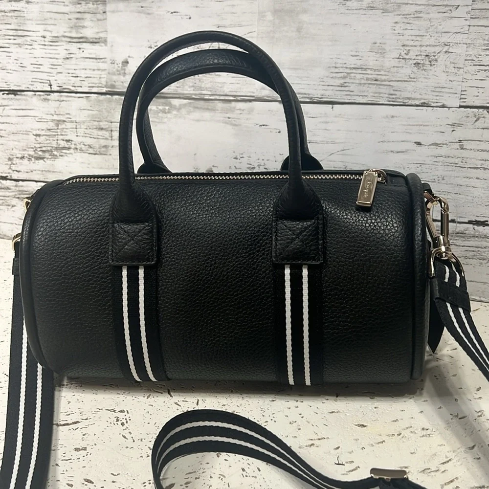 NWT Kate Spade Black Leather Satchel  Duffle Crossbody Bag w/ Coin Pouch